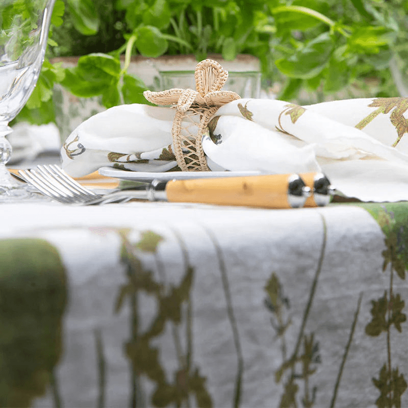 Herb Garden Linen Tablecloth, 165 x 250cm, Green
