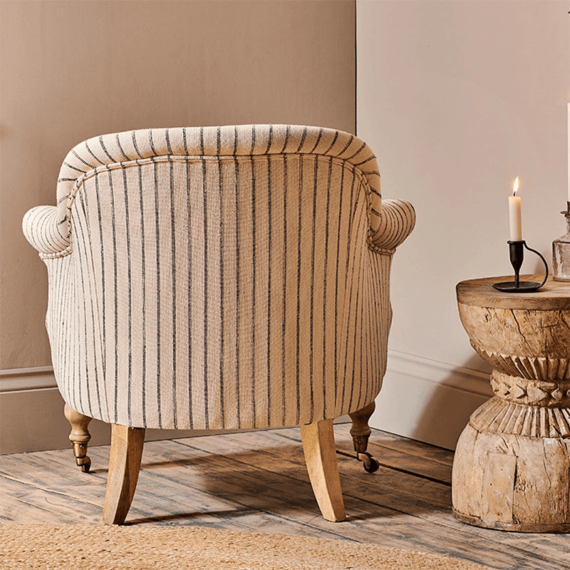 Sanja Stripe Armchair, Off White & Charcoal