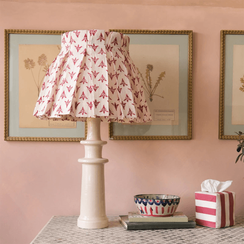 Image showing the Linen Structured Box Pleat  Lampshade product.