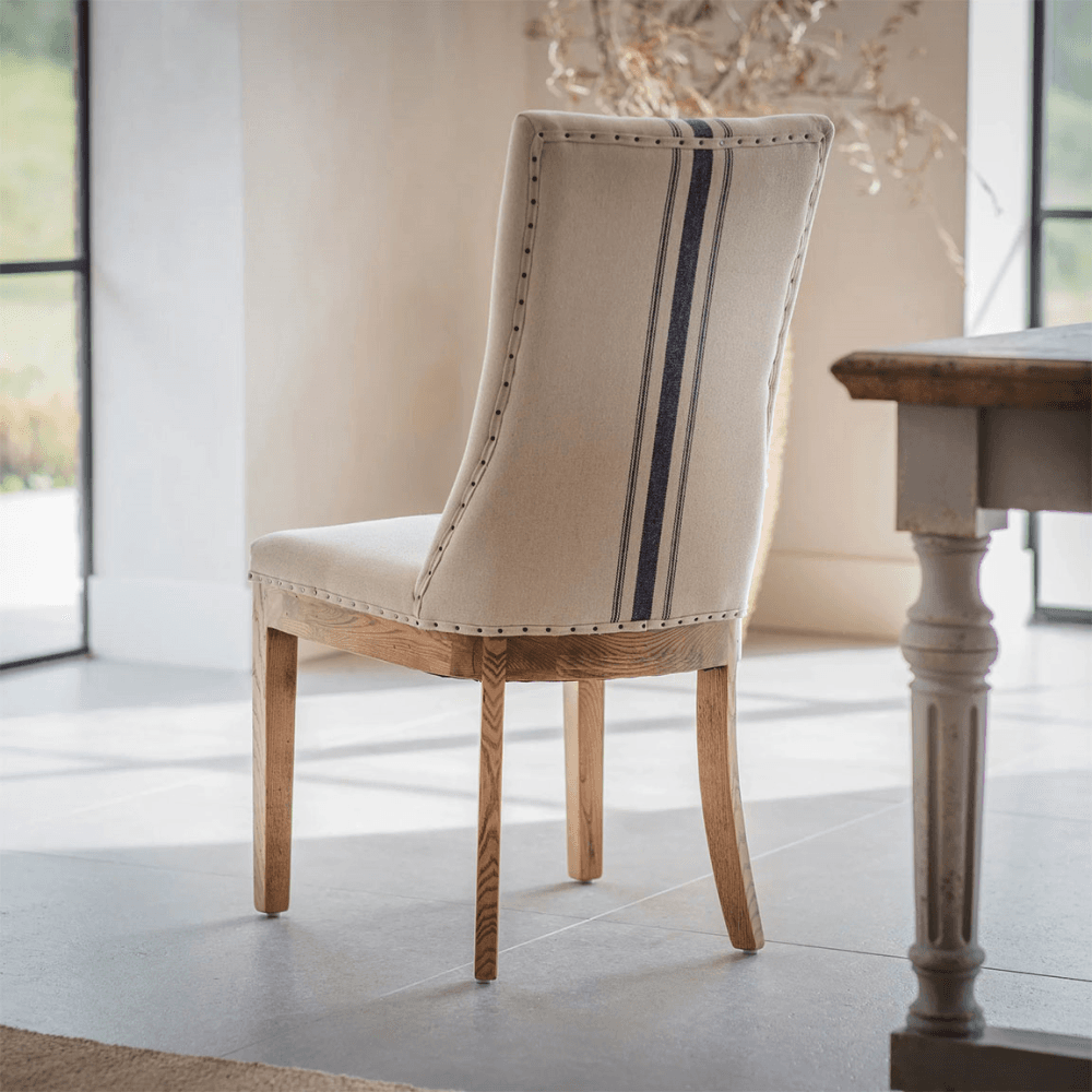 Monroe Set of 2  Stripe Dining Chairs, Blue
