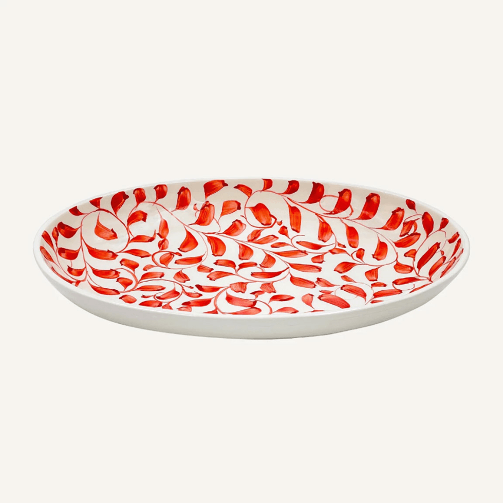 Scroll Small Oval Platter, Red