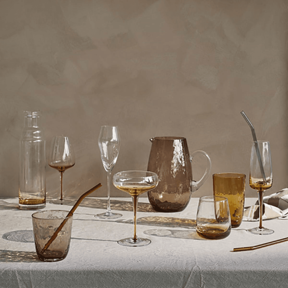 Mouth Blown Short Tumbler, Amber