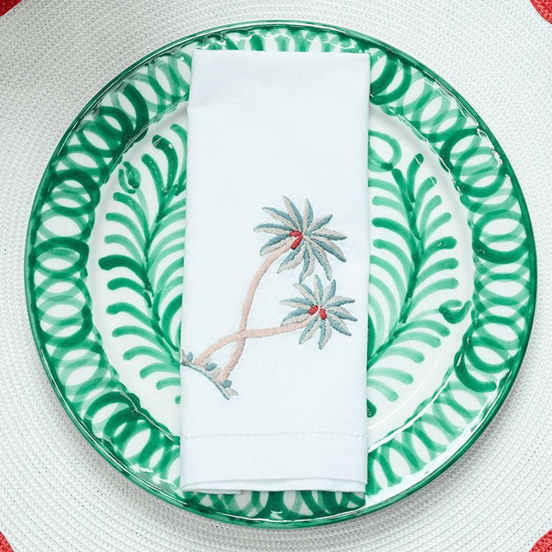 Palm Set of 4 Napkins, White