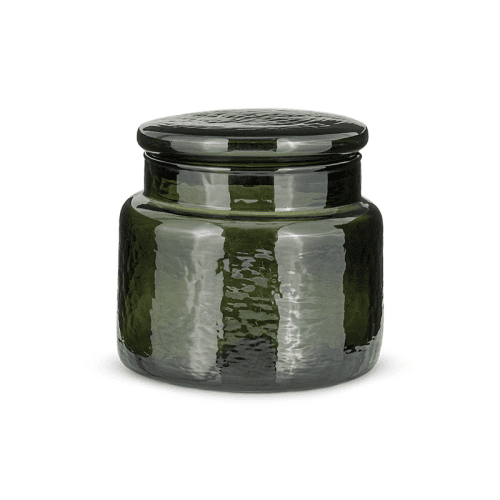 Image showing the Ilcoso Recycled Hammered Glass Storage Pot, 10 x 10 x 10cm, Green product.