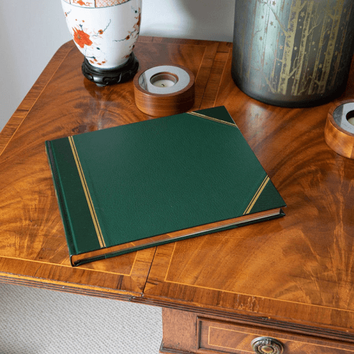 Image showing the Traditional Plain Page Visitors Book, 23.5 x 28.5cm, Green product.