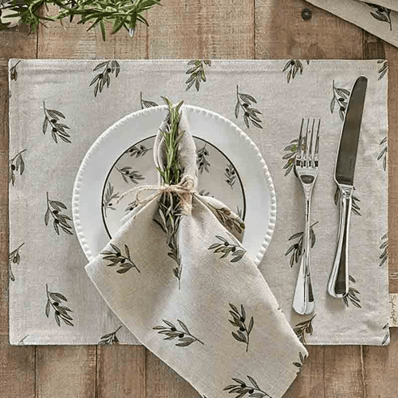 Olive Branch Set of 4 Napkins, Neutral
