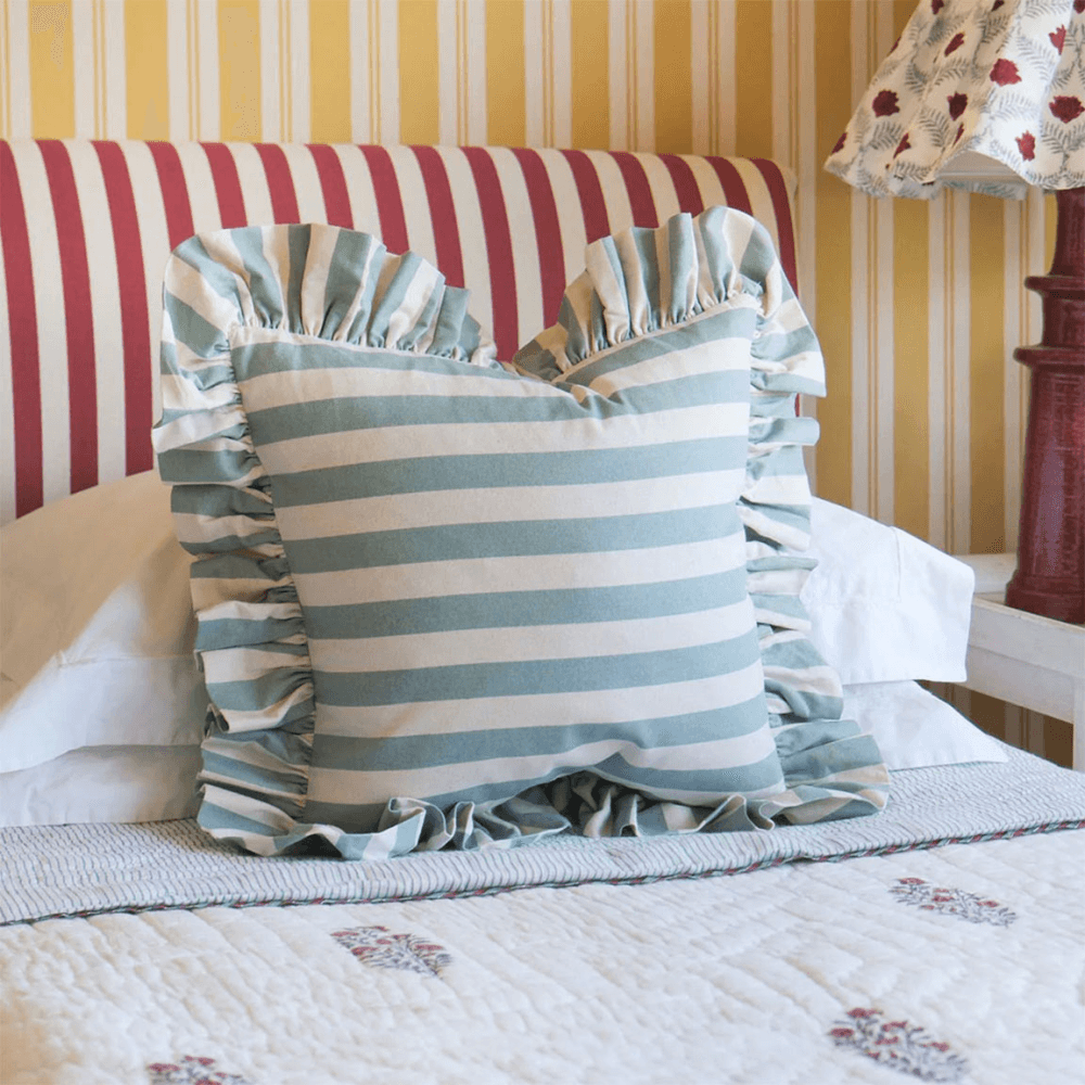Tangier  Stripe Frilly Cushion