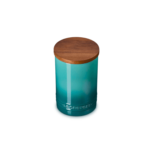 Image showing the Stoneware Storage Jar with Wooden Lid, Bleu Riviera product.