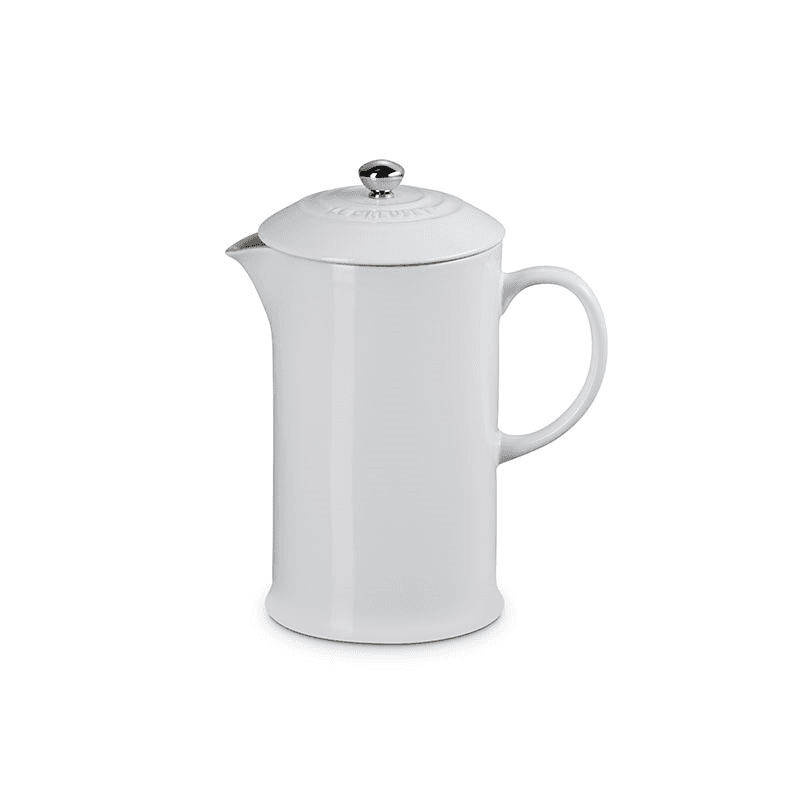 Stoneware Cafetiere with Metal Press, 1L, White