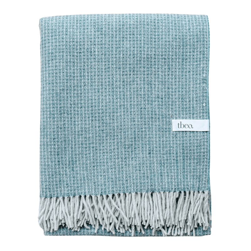 Recycled Wool Blanket, 145 x 190cm, Sage Waffle