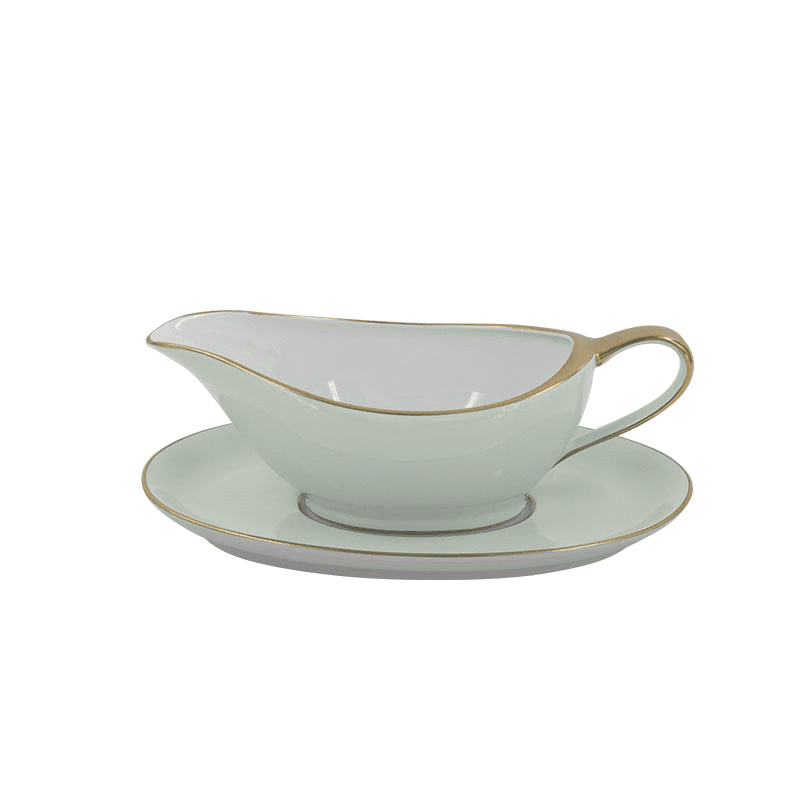 Sous Le Soleil Sauceboat On Tray, 350ml, Matt Gold Classic Celadon