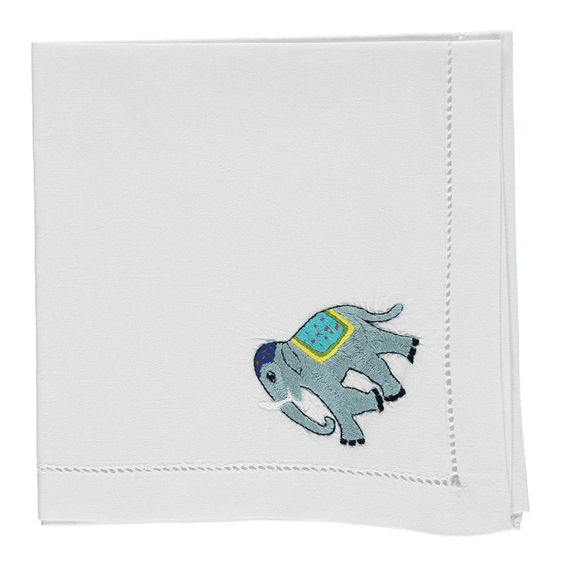 Elephant Set of 4 Napkins, White