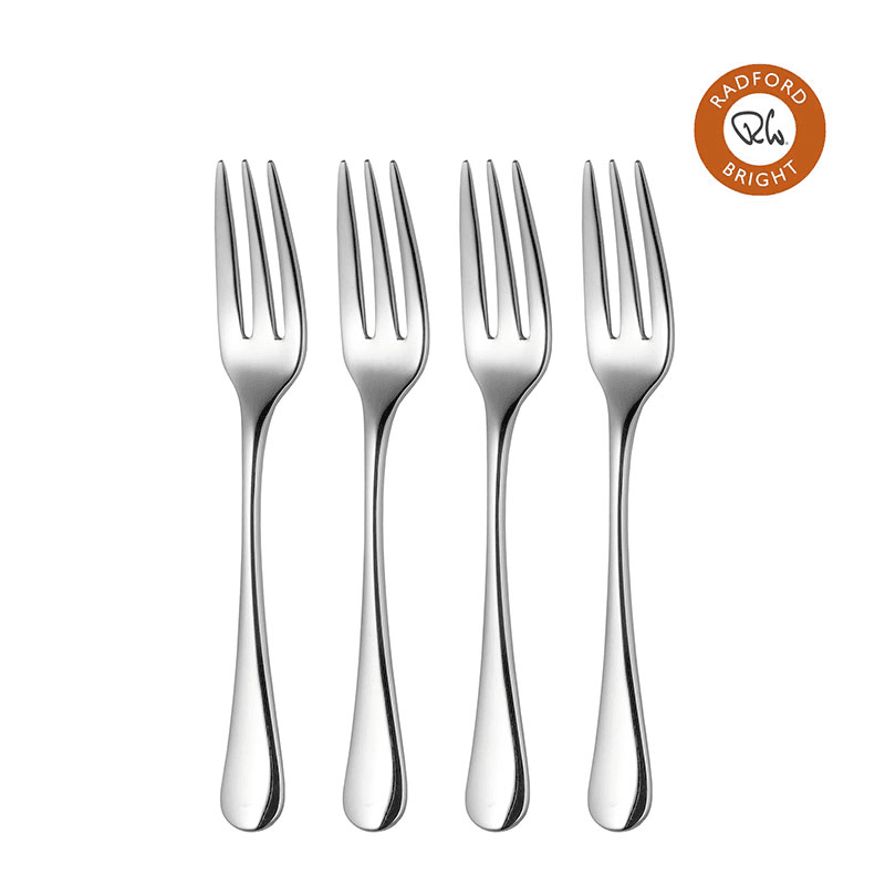 Radford Bright 4 Piece Pastry Fork Set, Stainless Steel