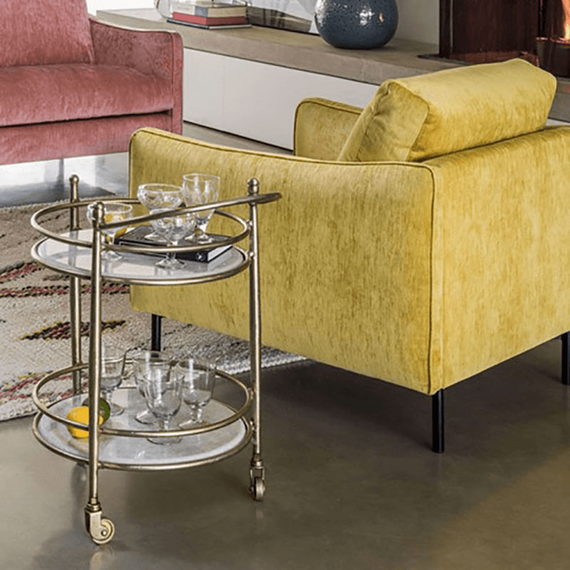 Round drinks trolley, Gold
