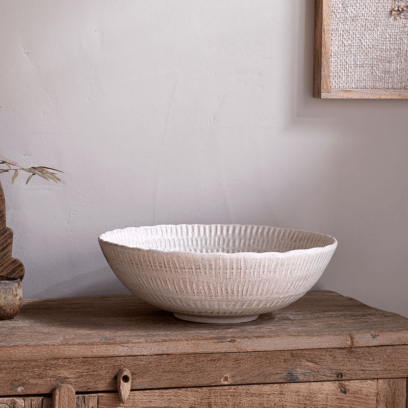 Kayanna Ceramic Decorative Bowl, White