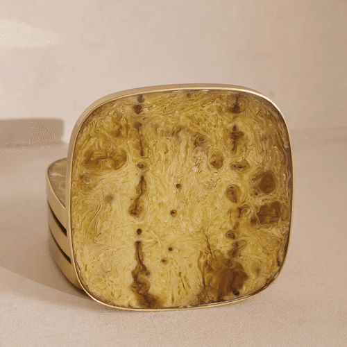 Image showing the Bodiam Set of 4 Coasters, 10 x 10cm, Brown & Brass product.