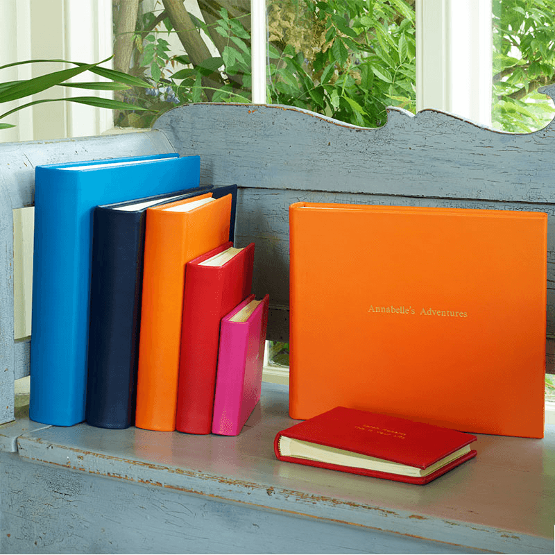 Chelsea Landscape Lined Leather Visitors Book, 22 x 28.5cm, Tangerine