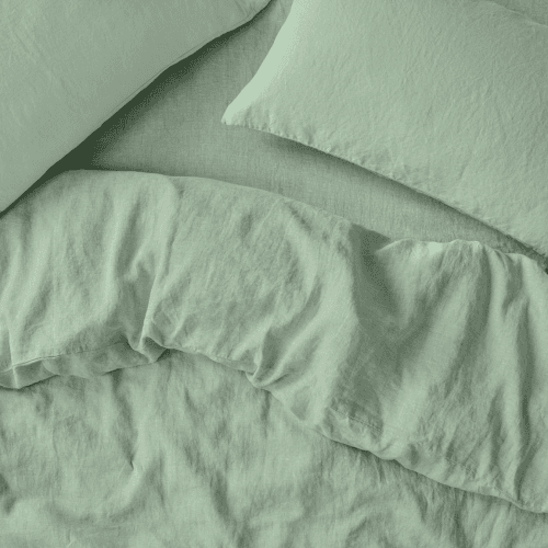 Image showing the Linen Duvet Cover, King, Sage Green product.