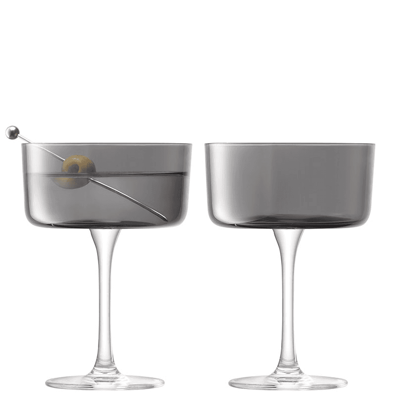 Lunar Set of 2 Champagne/Cocktail Glasses, 230ml, Lunar Grey