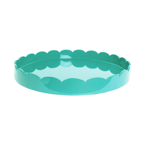 Image showing the Lacquered Scallop Round Tray D40cm, Turquoise product.