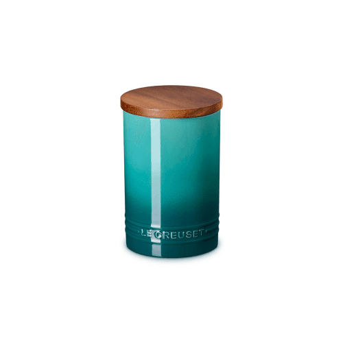 Image showing the Stoneware Storage Jar with Wooden Lid, Bleu Riviera product.