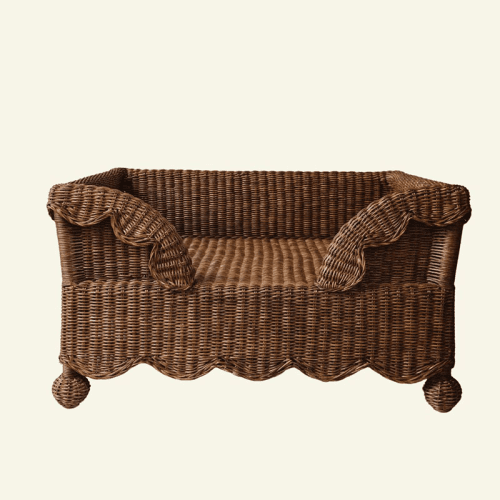 Image showing the Ziggy Scalloped Rattan Dog Bed, Teak product.