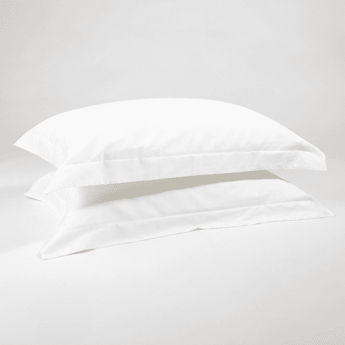 Image showing the The Edged 300 Thread Count Oxford Border Sateen Pair of Pillowcases, Standard, White product.