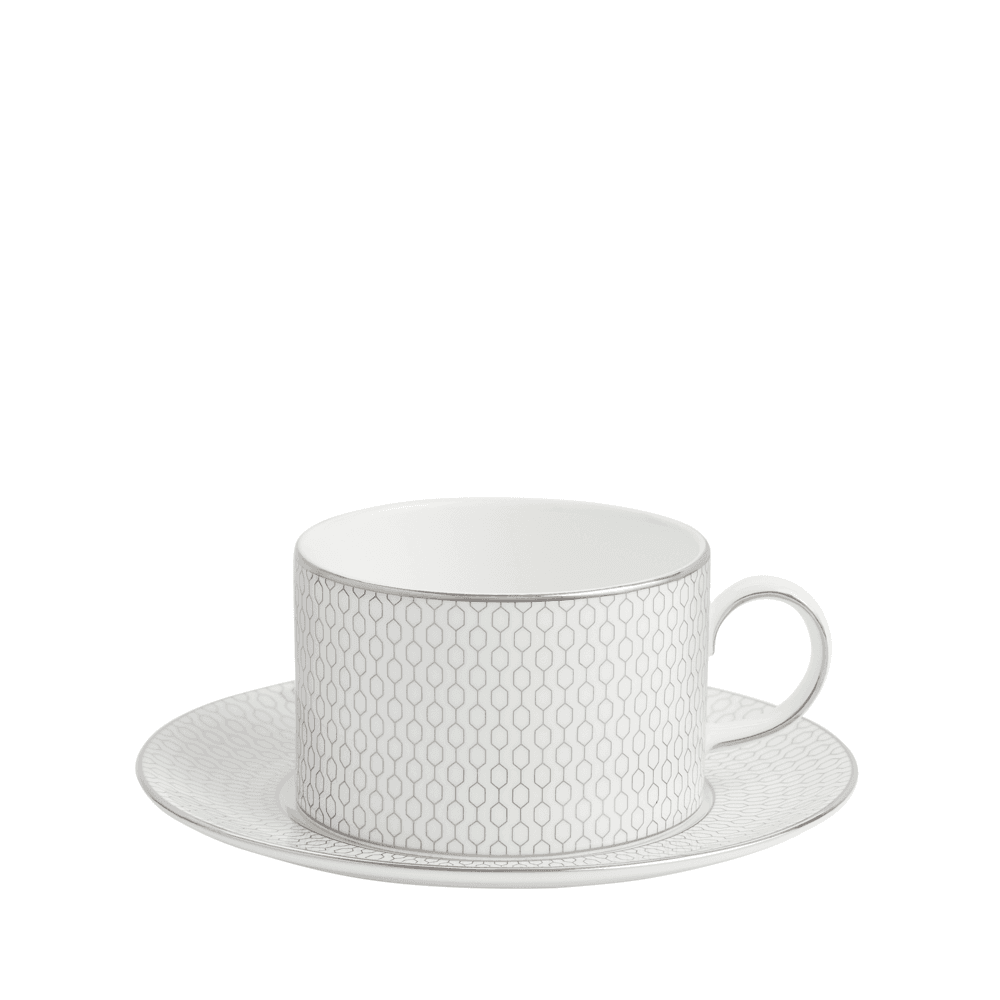 Gio Platinum Teacup & Saucer, Platinum