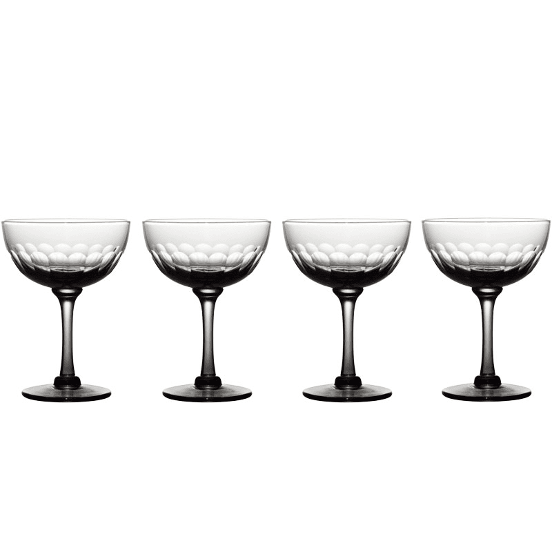 Lens Set of 4 Champagne Saucers, 150ml, Smoky