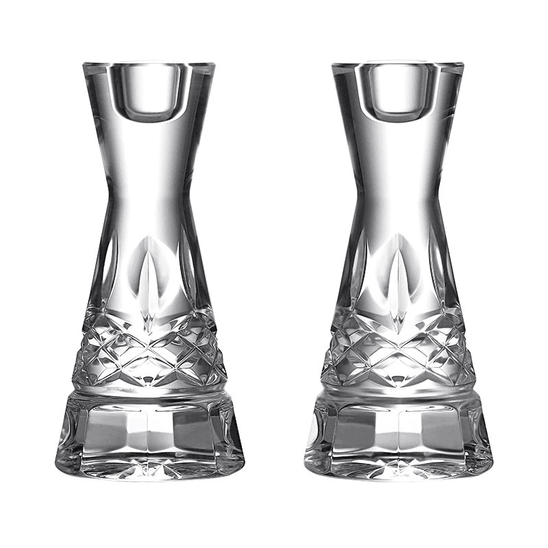 Lismore Set of 2 Round Candlesticks, D7.1 x H15.3cm, Clear