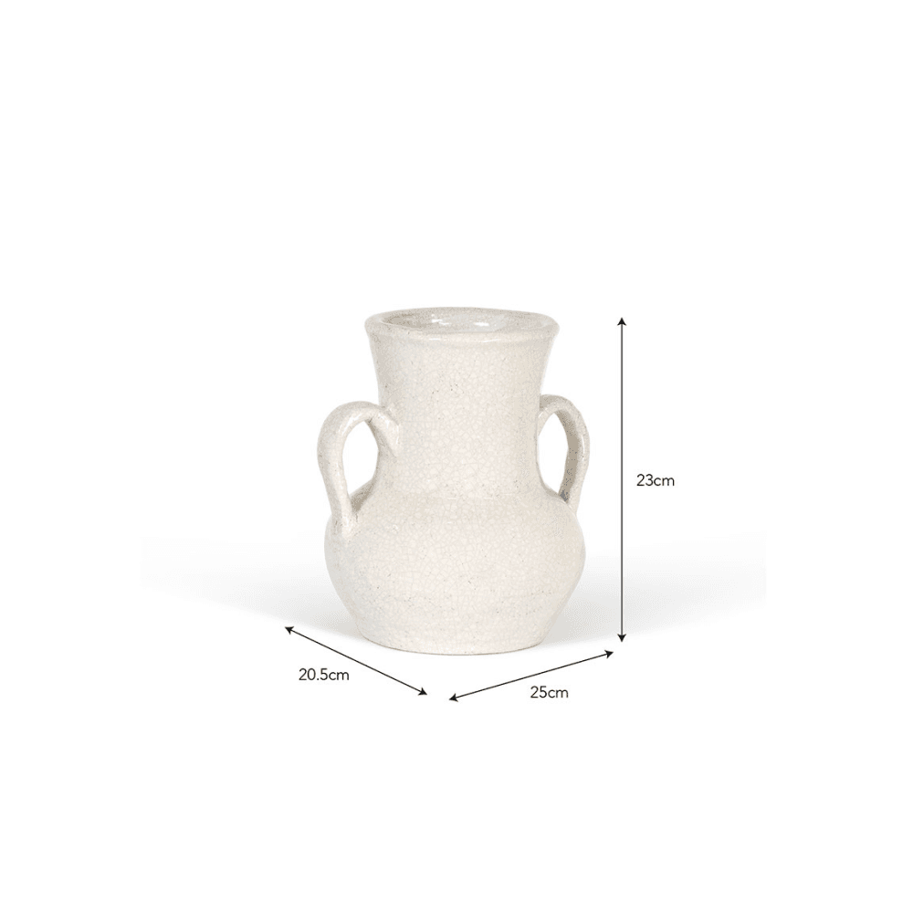 Ravello Vase with Handles, White