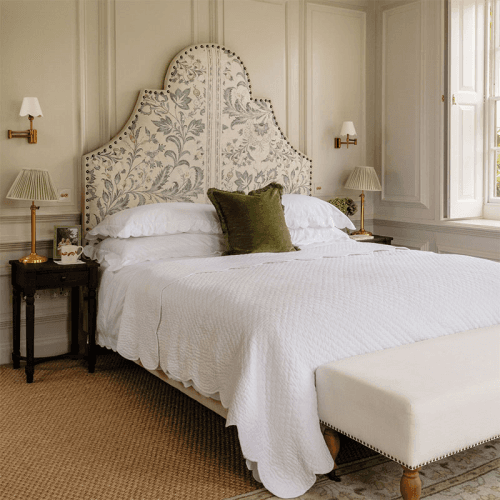 Image showing the Nina Scalloped Quilted Cotton Bedspread, Double/ King, White product.