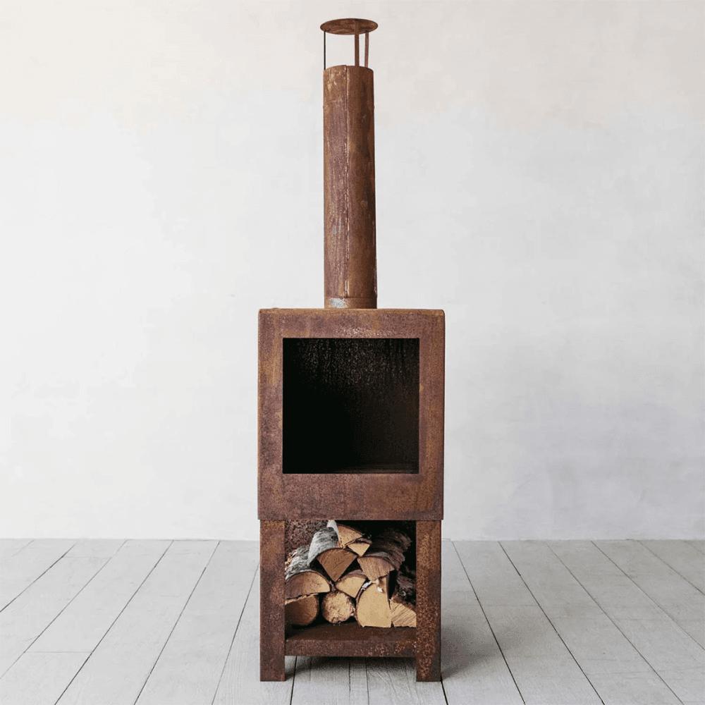 Oxidised Rust Log Burner, Brown