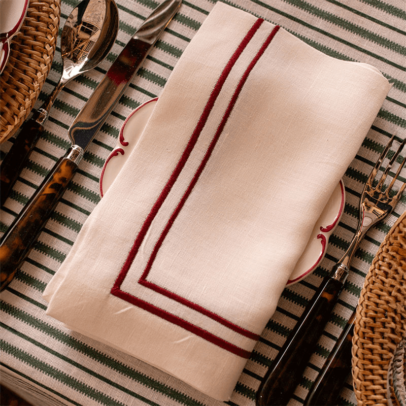 Sophie Classic Two Cord Napkin, 50cm, Burgundy