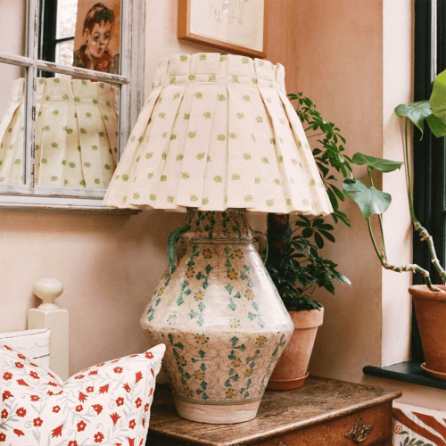 Image showing the Cotton Structured Box Pleat Lampshade product.