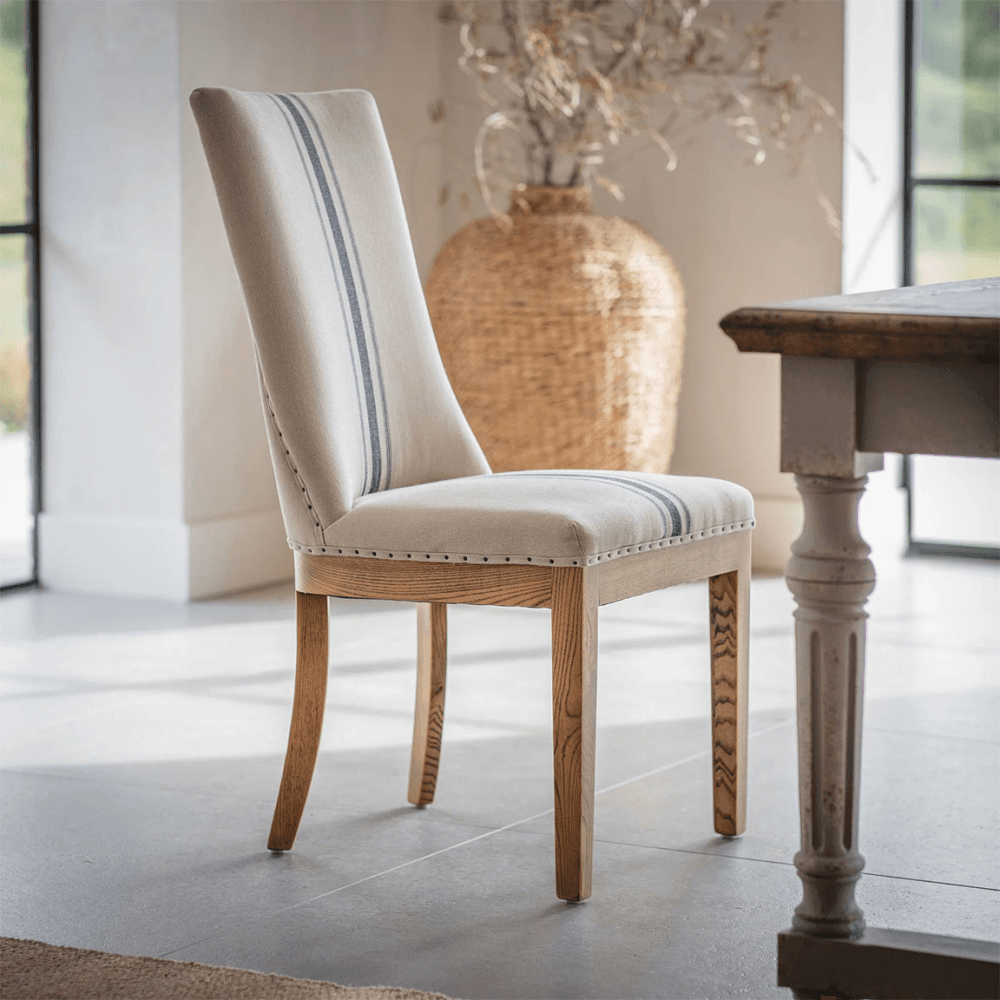 Monroe Set of 2  Stripe Dining Chairs, Blue