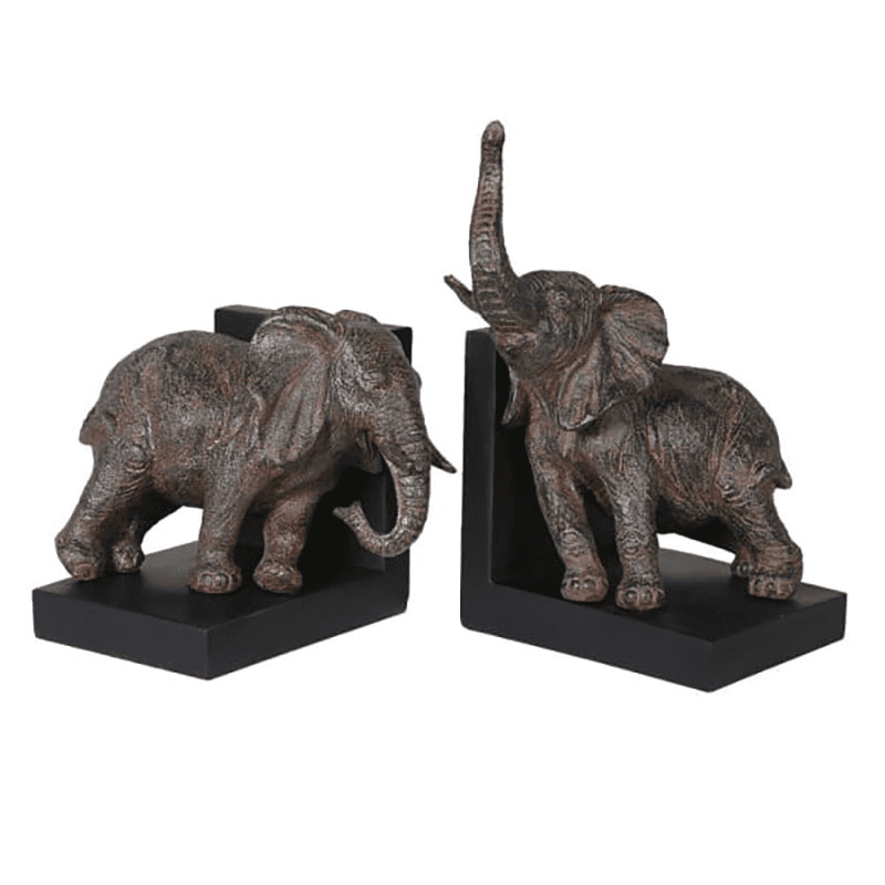 Elephant Pair of Book Ends, 25 x 15cm, Black