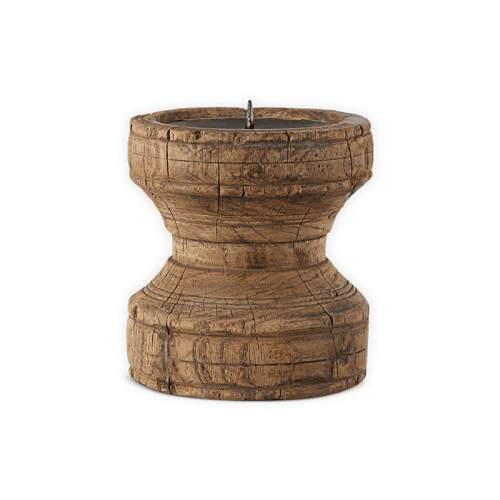 Image showing the Thoko Reclaimed Round Candlestick, Dark Stain product.