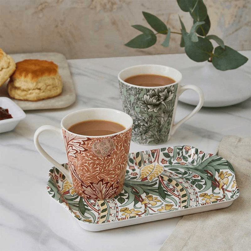 Morris & Co Mug & Tray Set, 180ml, Multi