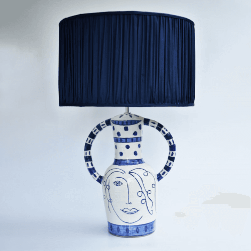 Image showing the Côte d'Azur Collection Lady Hilaire Hand Glazed Ceramic Table Lamp Base Only, Blue product.