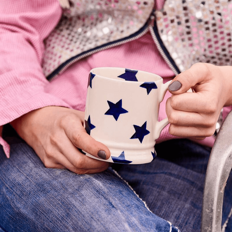 Blue Star Mug, 300ml, Cream