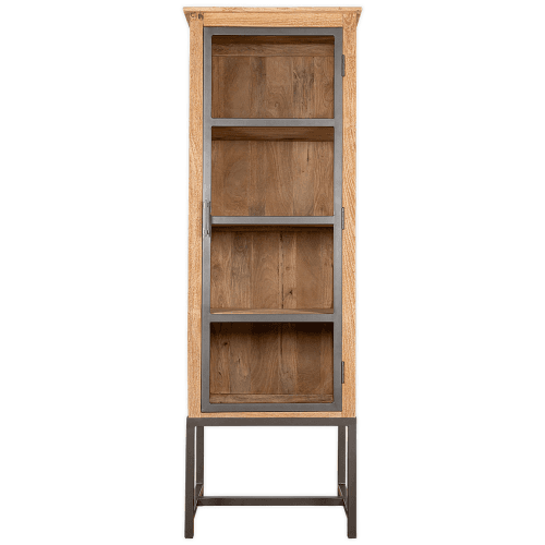 Image showing the Nivri Mango Wood & Iron Tall Cabinet, Black product.