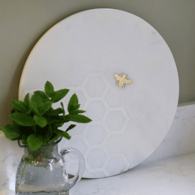 Bee Cheese Board, D30cm, White