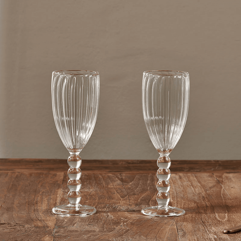 Santosa Set of 2 Champagne Flutes, Clear