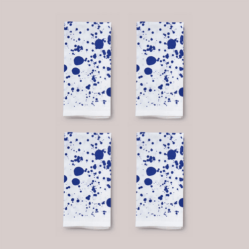 Image showing the Splatter Set of 4 Napkins, W50 x L50cm, Electric Blue product.