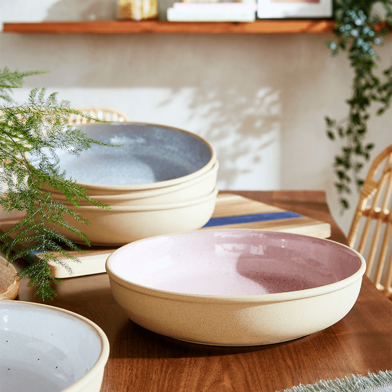 Minerals Set of 4 Low Bowls, Rose Quartz