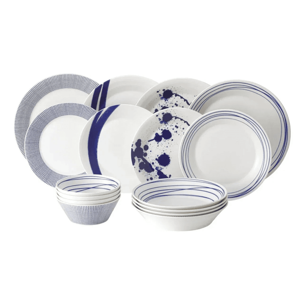 Pacific Mixed Dinnerware Set, Blue/White
