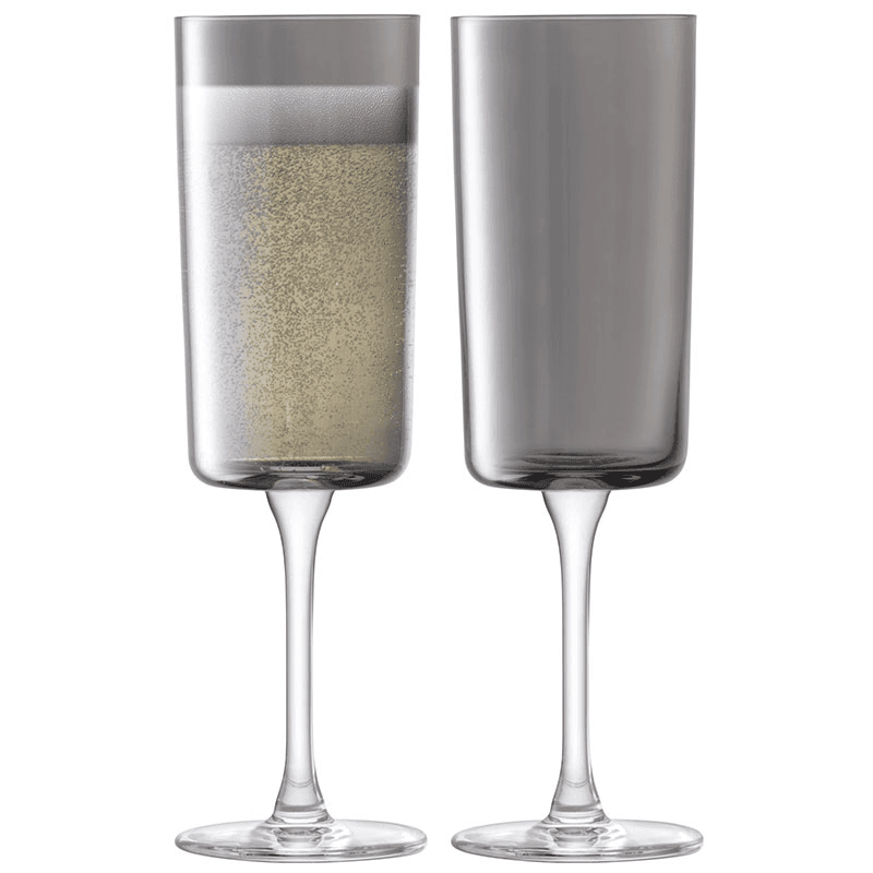 Lunar Set of 2 Champagne Flutes, 210ml, Lunar Grey