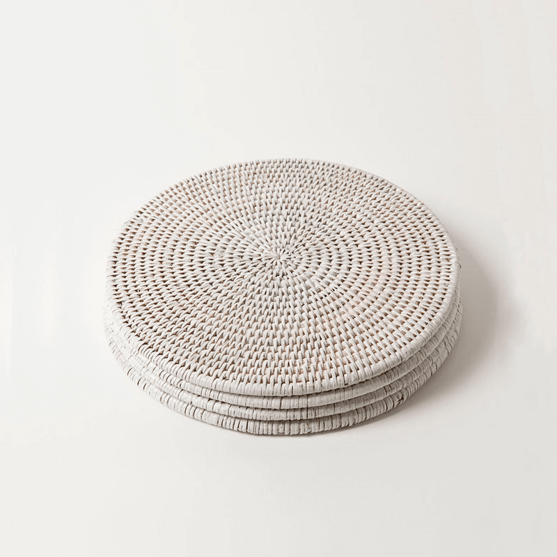 Latha Set of 4 Placemats, D27cm, White