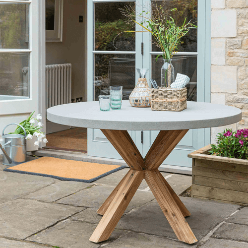 Image showing the Burford Round Dining Table, D120cm, Grey & Natural product.
